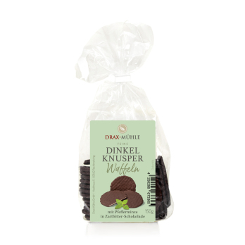 Dinkel Zartbitter-Pfefferminz Knusperwaffeln * NEU